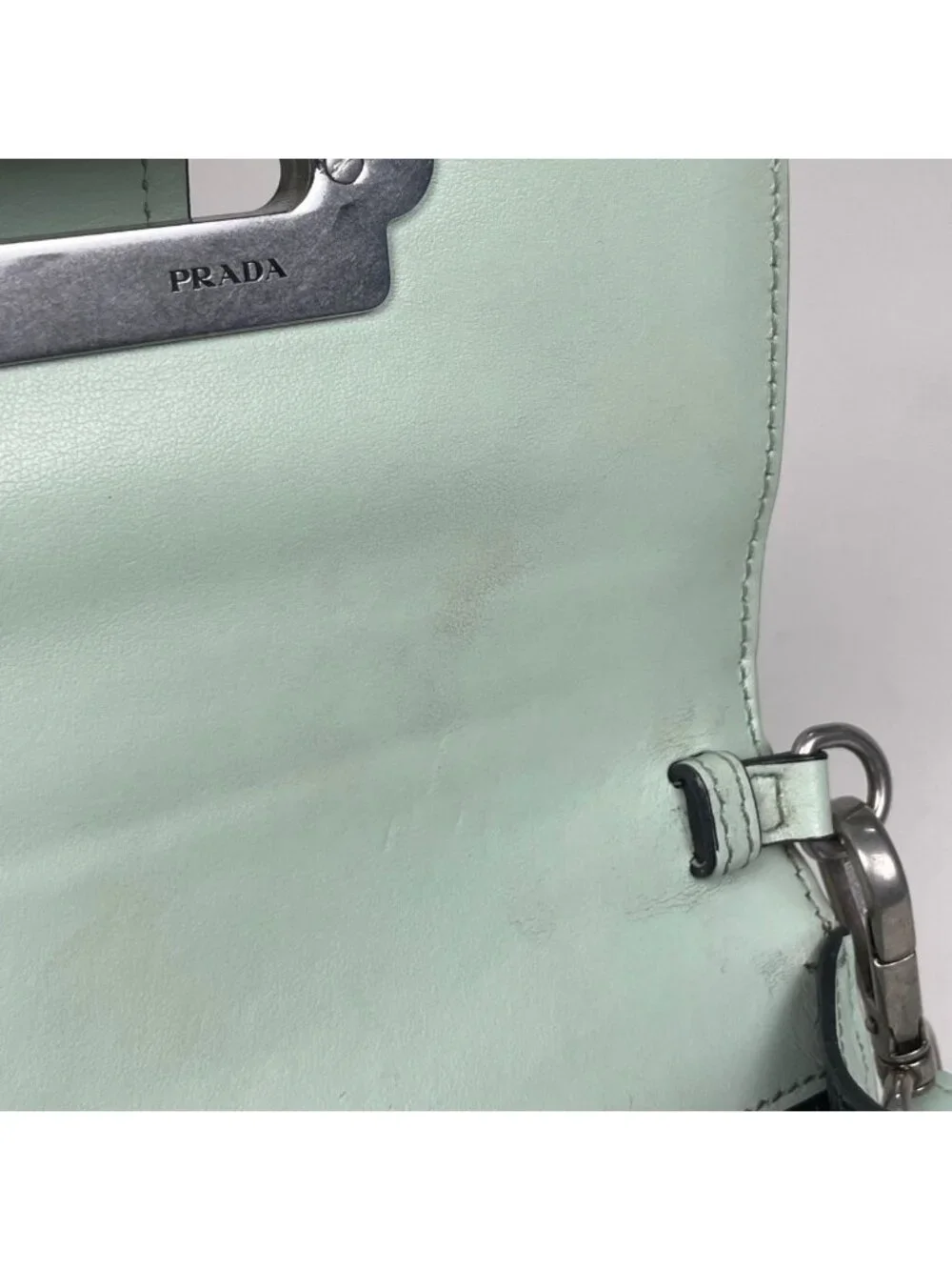 Prada Cahier Clutch Logo 2-Way Shoulder Bag Leather Green